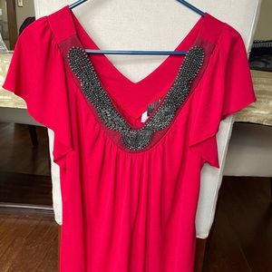 XL Red Beaded Top